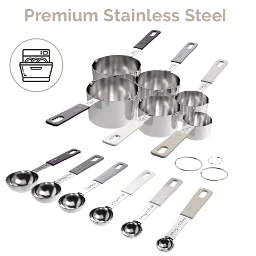 CuttleLab 22-Piece Stainless Steel Measuring Cups and Spoons Set, Tad Dash Pinch Smidgen Drop Mini Measuring Spoons, Measuring Stick Leveler, Measurement Conversion Chart Fridge Magnet, (Charcoal) by CuttleLab - Image 8
