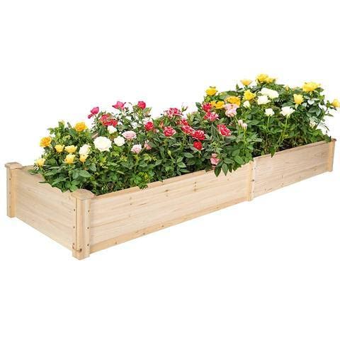 Canditree93" Outdoor Wooden Raised Garden Bed, Solid Fir Wood Planter Box for Vegetables, Herbs, Flowers,