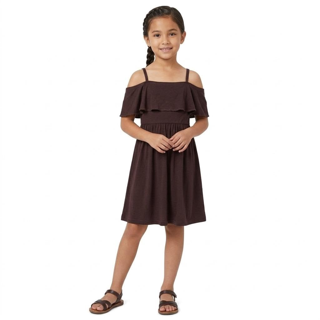 A2z 4 Kids Girls Brown Off Shoulder Skater Dress Party Wear Age 5-26