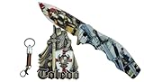 TORO SURVIVAL Pack Navaja Plegable Caballeros Templarios + Llavero Bandera España + Imán Toledo | Colección Souvenir Medieval | Acero 3CR13MOV | Set Regalo (Templario 2)