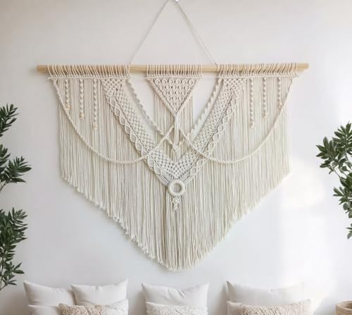 oiikain Large Macrame Wall Hanging, Boho Tapestry Wall Decor, 43 x 32 Inch by oiikain - Used condition - US$25.05
