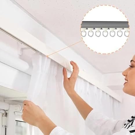 50 Pcs Off White Reusable Plastic Curtain Track Glider, Rollers Hooks Ceiling Curtain Track Plastic Rail Gliders Dual Wheel Roller Carriersfor Windows Shower Curtain Tracks Accessories
