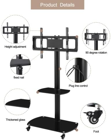 Carro para TV Móvil 32-65 Pulgadas, Soporte de Piso con Estantes miniatura 3