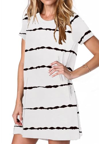 Image of Alaster Women's Casual Summer T Shirt Dress Loose Short Sleeve Tunic Dress with Pocket for Women