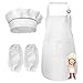 NETUME Set Grembiule e Maniche con Cappello da Cuoco per Bambini, Grembiule Bianco con Tasche Regolabili Grembiule da Cuoco per Ragazze/Ragazzi, Completo da Cuoco per Bambini per Cucinare