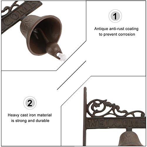 Parede Jantar Campainha de jantar de ferro antigo, porta de entrada, sino de pendurar parede, campai