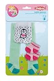 Heless 4791 - Strumpfhose mit Söckchen für Puppen, Kollektion Pinguin Pünktchen, in mint und rosa, Größe 28 - 35 cm