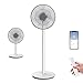 Produktbild Dream Maker Standventilator Silent mit Fernbedienung DC Motor Oszillation 140° 3 Geschwindigkeitsstufen  24W 28 Stunden Akkulaufzeit Mobiler Lüfter Ventilator Standfuß höhenverstellbar Weiß
