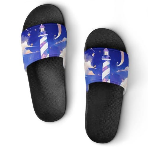 Claquettes unisexe Phare Star Moon | Pantoufles de bain antidérapantes taille 37