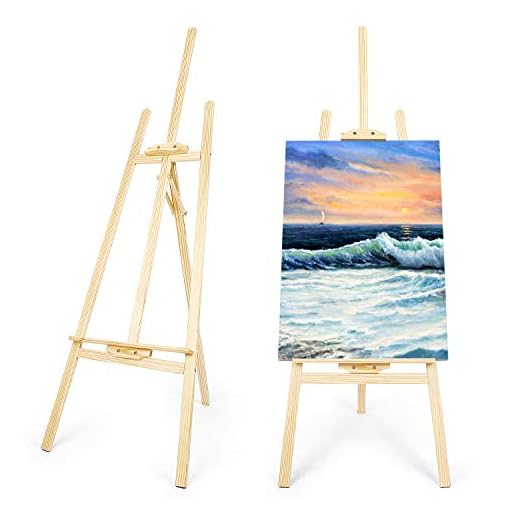 Amzdeal Caballete Pintura de Madera 175 cm Soporte de Caballete Artístico, Caballete de Pintura para Lienzo Grande, Exposición de Cuadros, Madera de Pino