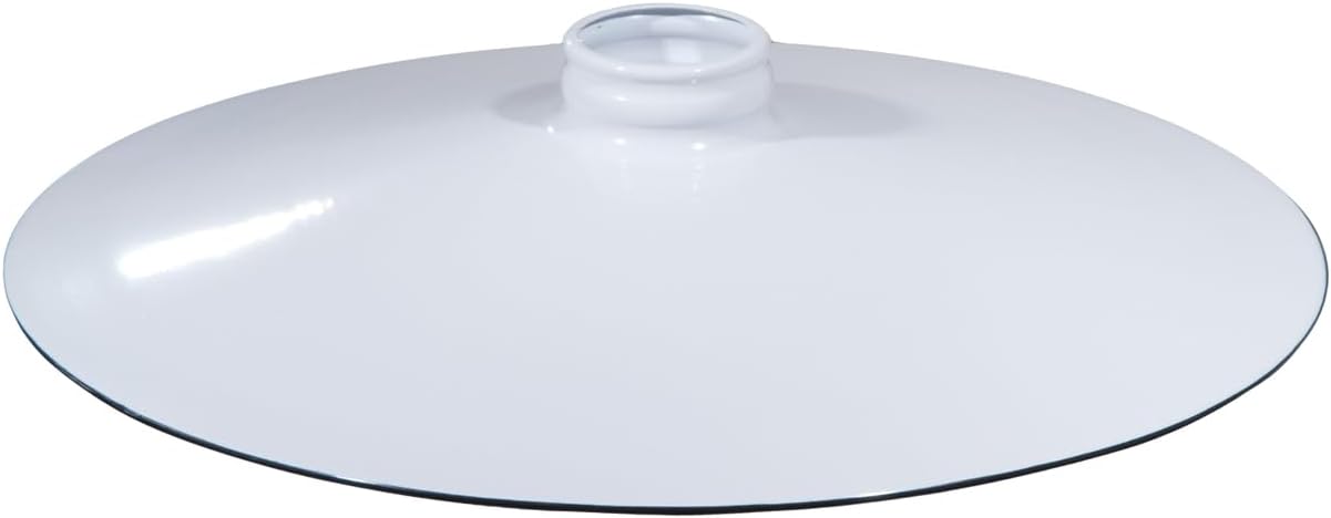B&P Lamp® White, Industrial Style Flat Metal Lamp Shade, 14" Diameter