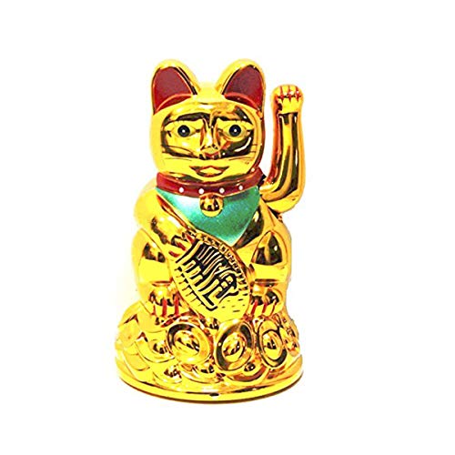 8cm Glückskatze (solarbetrieben) Winkekatze Lucky Cat Maneki Neko #weiss