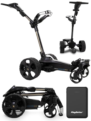 MGI Ai Navigator Halo with Halo Eye Remote Electric Golf Caddy Bundle - LiDAR-Based Follow Me Technology, Geo Protect Technology, Terrain Handling with PlayBetter Portable Charger