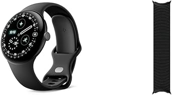 Google Pixel Watch 4 45 mm   Smartwatch mit umfassendem Gesundheits- und Fitness-Tracking und Unterst tzung von Gemini   Aluminiumgeh use in Matte Black   LTE With Gradient Stretch Band