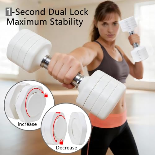Image of Adjustable Dumbbell Set of 2 Total 20 Lbs 4-in-1 Each 4lb 6lb 8lb 10lb 1s-Adjust Dual-Stable Free Weights for Women Men Home Gym Outdoor Workouts