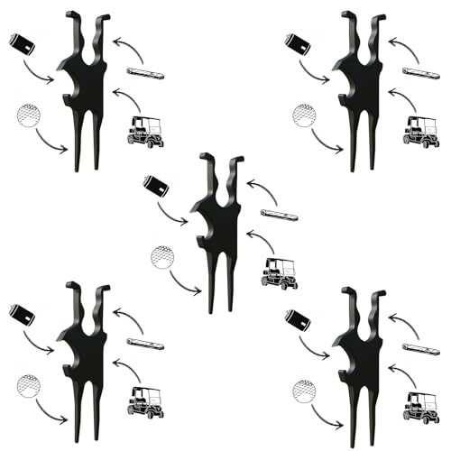 Golf Multi-Tool – Magnetic Cigar Holder for Golf Cart, Cigar Clamp, Beer Shotgun, Divot Tool and Ball Marker (1pcs)(5 pcs)