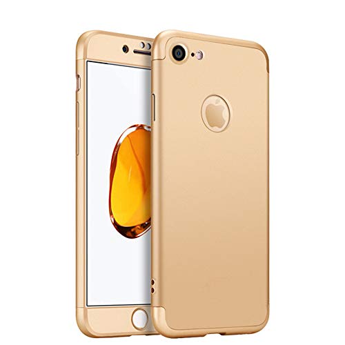 iPhone 7 4.7" Case,Heyqie 3in1 Ultra-Thin 360 Full Body Anti-Scratch Shockproof Hard PC Non-Slip Skin Smooth Back Cover Case with Electroplate Bumper for Apple iPhone 7 4.7", Gold Cover