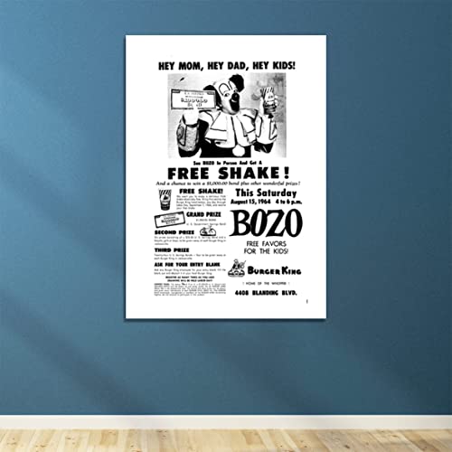 Poster Bozo Burger King grand format cadre bois affiche rétro salon