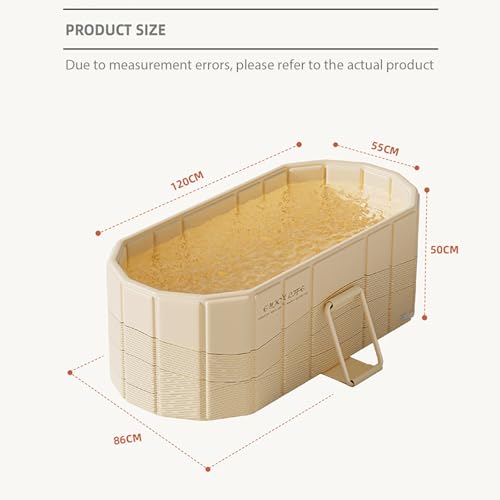 Simcat Foldable Bathtubs Adult, Portable Freestanding Bathtubs with Lid, Hot Bath and Ice Bath Tub, Home SPA Soaking Bathtub for Adults Children (Yellow,120 cm)