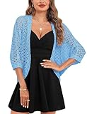 Gyabnw Damen Strickacke Elegante Bolero Spitzenjacke Festlich Cardigan Kurzer Blazer Festlich Bolero mit 3/4 Arm für Abendkleider Cocktailkleid