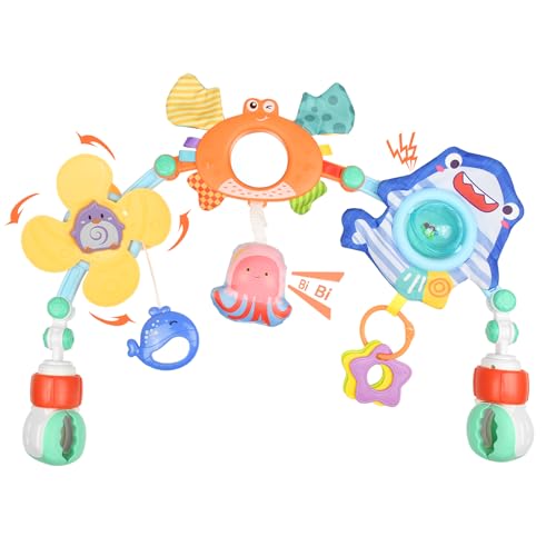 Coriver Arche Eveil Bebe 0-3 Mois, Réglable Arche d'éveil pour Bébé, Jouet Poussette Bebe pour Transats, Siège Auto et Landau, Jouets D'éveil Jouet Bebe...
