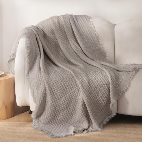 Exclusivo Mezcla Knit Blanket Twin Size with Fringes for Bed, Grey by Exclusivo Mezcla - Used condition - US$15.99