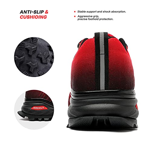 image for Kricely Men's Trail Running Shoes Fashion Hiking Sneakers for Men Red 