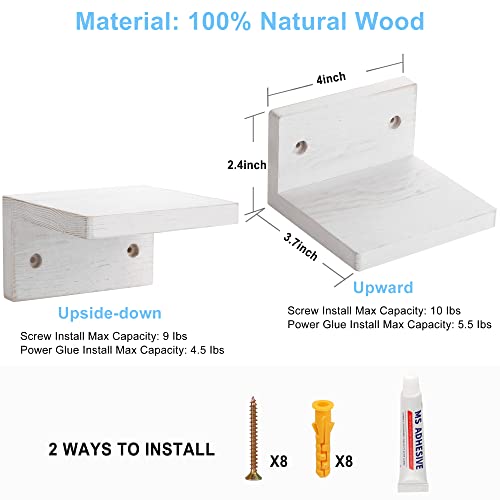 Dgdcdv Small Floating Shelf For Wall Set Of 3, Wood Small Wall Shelf For Home Decor Display, Shelf For Small Decor Or Plants, Rustic Floating Shelves With 2 Types Of Installation (White) #TOP2