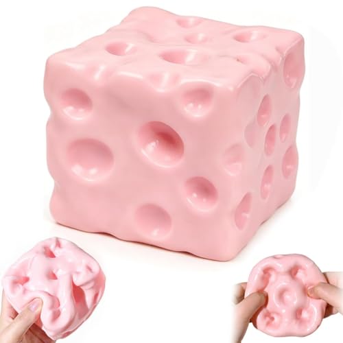 Big Cheese Squishy, Jumbo Squishy Cheese Luck Squeeze Cheese Stress Ball, Soft Slow Rising Cube Block Sensory Fidget for Stress Relief, Relaxation, Desk Play, Adults Gift