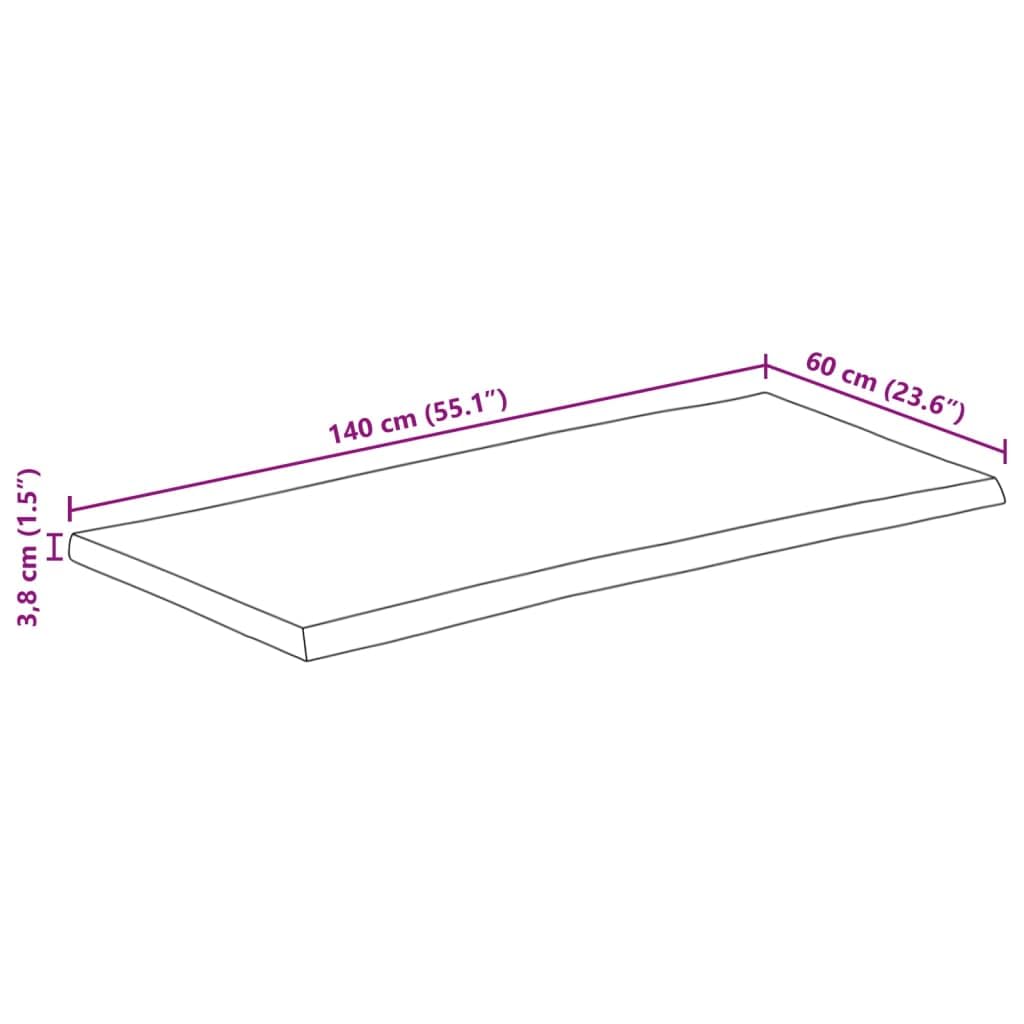 Dessus de table 140x60x3,8cm rectangulaire bois massif d acacia