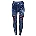 Qinvern Jeans da Donna Jeans con Toppe a Vita Alta Boot Cut Stampa Cuciture Stretch Skinny Ricamo Plus Size M