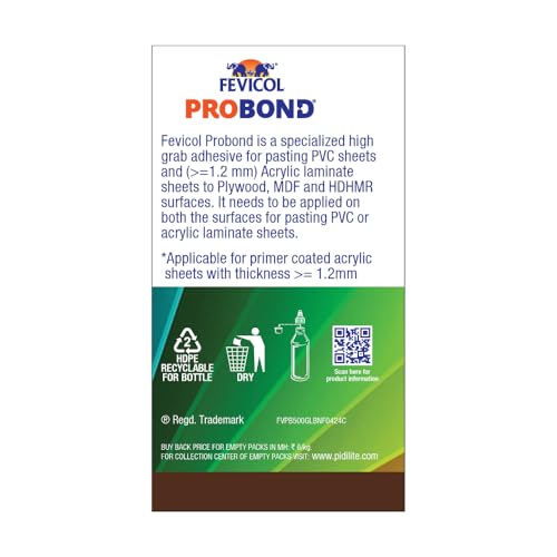 Image of Fevicol Probond - Special Adhesive for Acrylic and PVC sheets | Heat Resistant | Spreads easily |500g