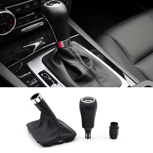 Goodithy Automatic Gear Shift Boot Knob Lever, Interior Leather Shifter Gaiter Boot Cover Accessories Kit Replacement for Mercedes Benz C E GLK W204 W207 W212 X204 2007 2008 2009 2010 2011 (Black)