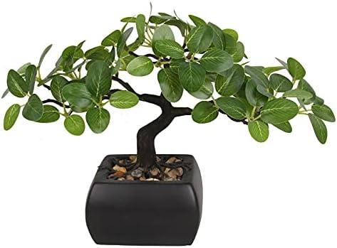 F&D Home 9.06-Inch Artificial Bonsai Tree Plants,Artificial Bonsai with Ceramic Pot，for Indoor Outdoor Home Decor，Office Decor, Ideal Gift