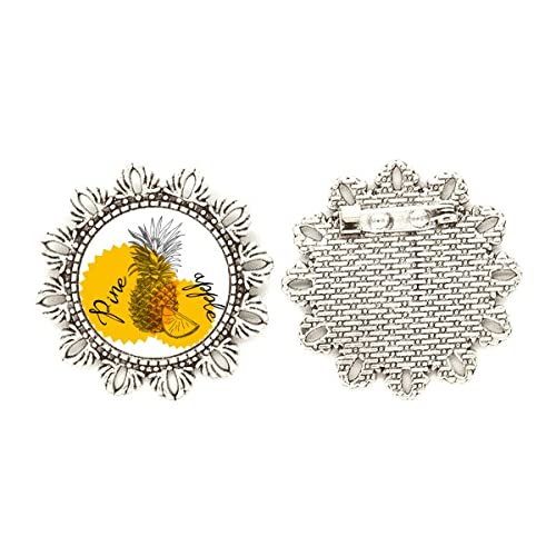 Broche de piña de plata amarilla en tamaño mediano para solapa