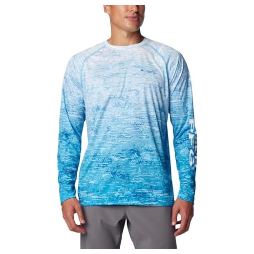 Columbia Men's Super Terminal Tackle Long Sleeve Shirt, Ocean Blue/Digiscale Fade, X-Large
