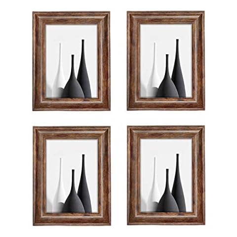 Q.Hou 5x7 Picture Frame Rustic Brown Wood Pattern Photo Frames 4 Packs for Tabletop or Wall Mount (QH002-MD5X7-RB) Cover