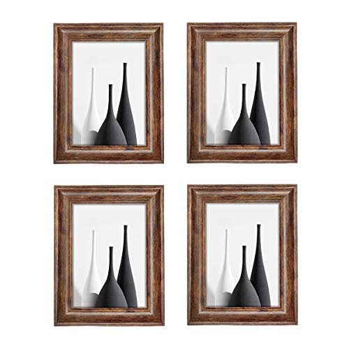 Q.Hou 5x7 Picture Frame Rustic Brown Wood Pattern Photo Frames 4 Packs for Tabletop or Wall Mount (QH002-MD5X7-RB)