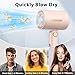 CLGTTBF Portable Hair Blow Dryer with Nozzle, Double Blue Light Hair Dryers for Women, 1000W Mini Travel Blow Dryer，Pink