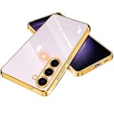 【FULEEYUHN】Samsung Galaxy S23 ケース クリア ギャラクシー S23 カバー 透明 TPU素材 耐衝撃 薄型 軽量 SC-51D SCG19 対応 韓国 ファッション スマホケース メッキ加工 黄変防止 人気 ストラップホール付き ワイヤレス充電対応(ゴールド)