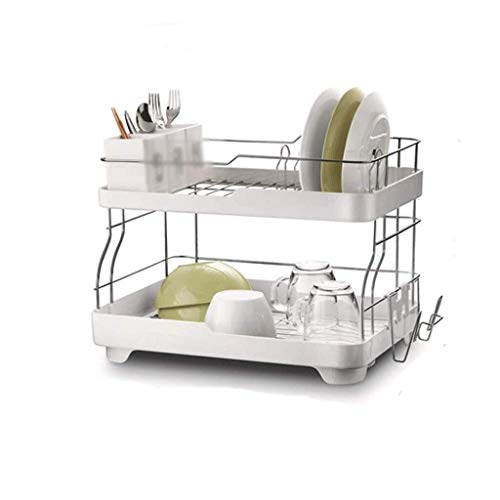 Abtropfgestell Geschirr Drain-Rack - Lagerung, Küche Racks Home Küche Edelstahl Double-Layer-Geschirr Lagerung Regal Küchenzubehör Cover