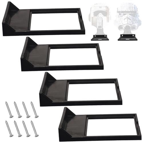 Fennoral 4 Pack Wall Mount/Wars Helmet Display Shelf for Lego Star Wars Helmet Compatible with All Standard Lego Helmets, Sturdy and Sleek - Black