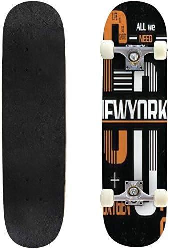 Classic Concave Skateboard Slogan Vector Print for t Shirt or Other uses,T Shirt Graphics/Longboard Maple Deck Extreme Sports and Outdoors Double Kick Trick for Beginners and Professionals