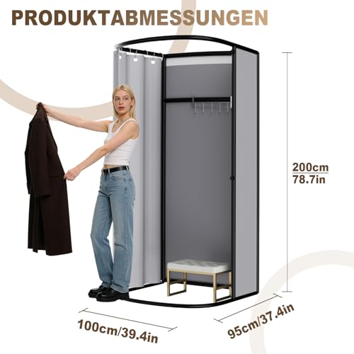 LXSEHN Umkleidekabine Freistehend, U-Form Bewegung Spur Umkleideraum, Bodenstehende Tragbarer Sichtschutz, Schattierung umkleide Öse Eisenhalterung, für Büro Einkaufszentrum