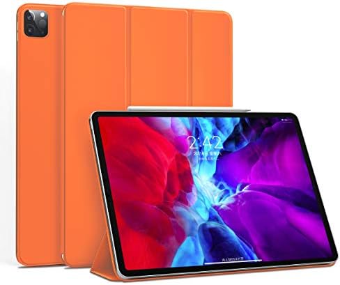 GUDOU for iPad Pro 12.9inch 4th Gen 2020 Case,Ultrathin Frameless Cover with Strong Magnetic Attachment[Supports Apple Pencil Pair & Charging],Trifold Stand Case with Auto Sleep/Wake (Orange)