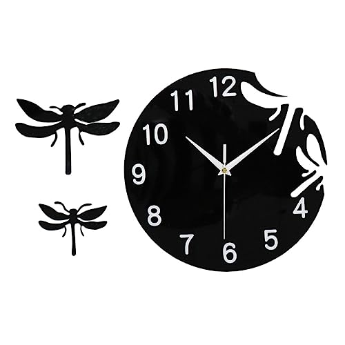 Horloge murale de salon silencieuse Cabilock en acrylique noir 3D design - 2