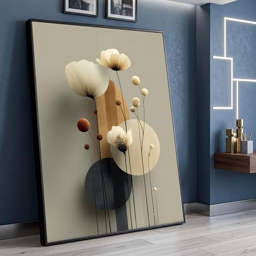 Design botanique abstrait sur toile florale, peinture à l'huile contemporaine 60x80