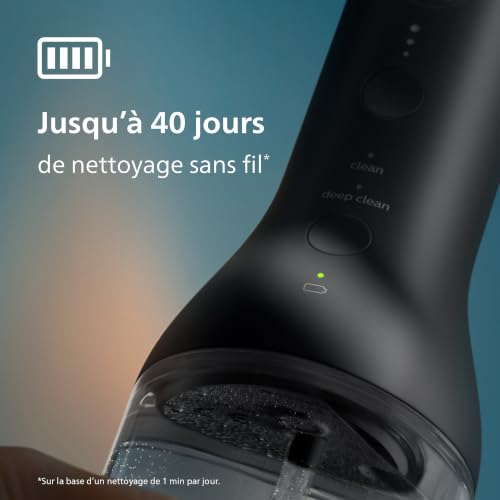 Philips Sonicare Jet dentaire Power Flosser 3000 sans fil, Noir (modèle HX3826/33)