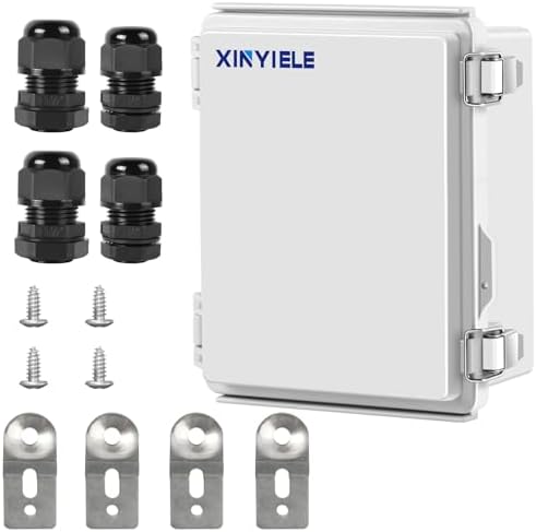 Waterproof Outdoor Project ABS Plastic Junction Box IP67 Weatherproof Dustproof Enclosure with Hinged Cover, Mounting Plate,Wall Brackets for Power Project (8.7"X6.7"X4.5")