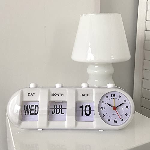 Bhning Manual Analog Flip Down Desk Clock, Retro Stand Page Quartz Clock With Mood Design Display Date Day Month #TOP6